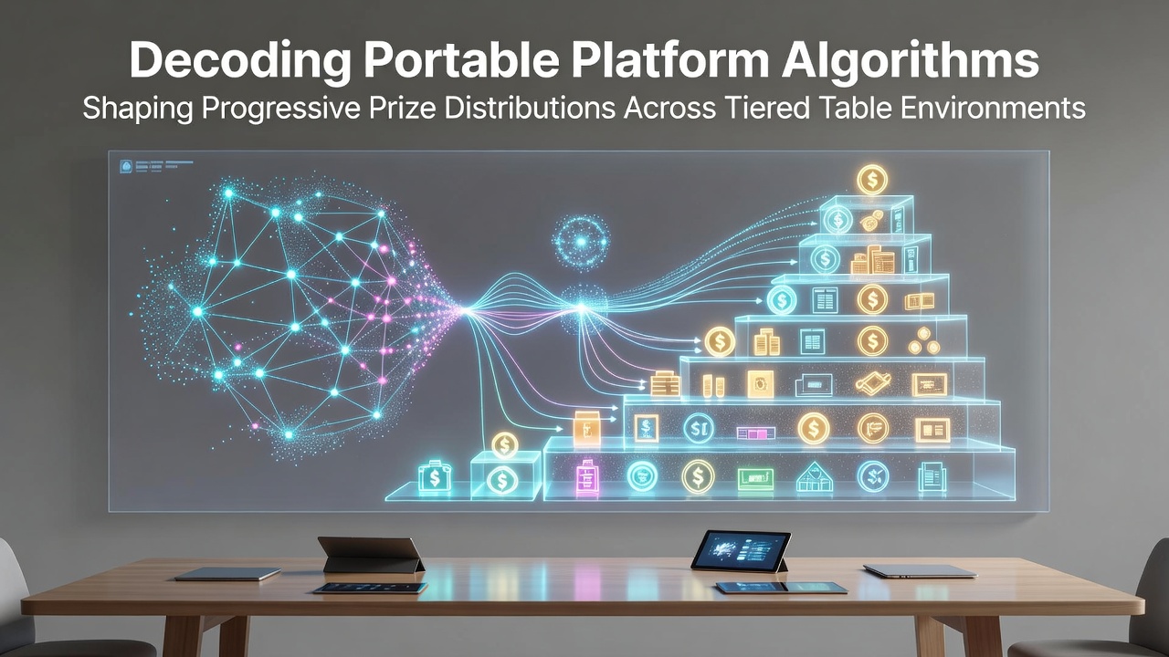 Mobile gaming interface displaying tiered table environments with progressive prize indicators