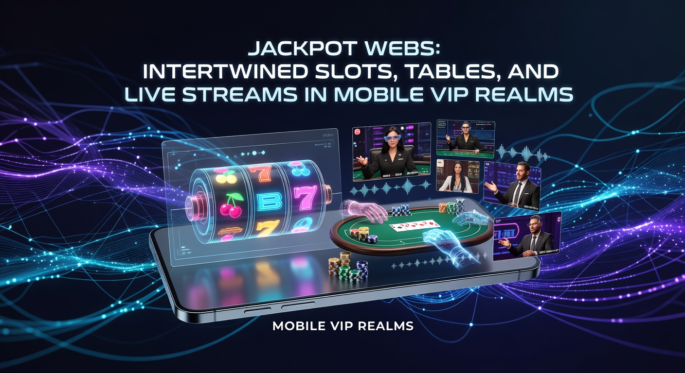 Mobile screen displaying interconnected jackpot networks linking slots, table games, and live dealer streams in a VIP casino app